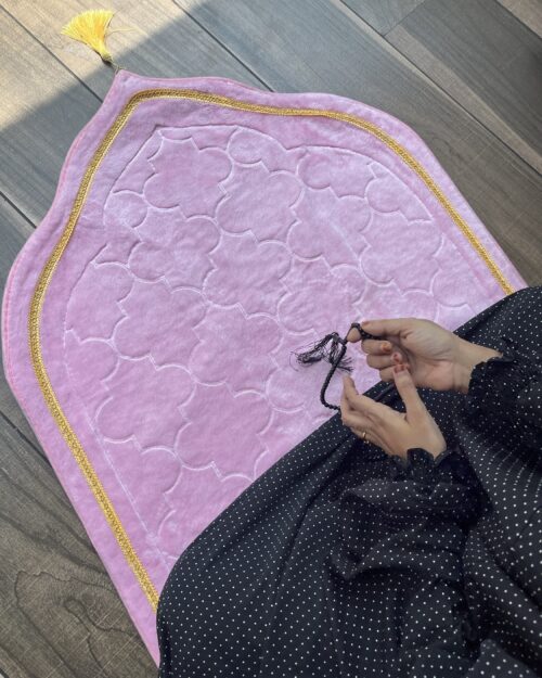 Pink  velvet prayer mat ( musallah )