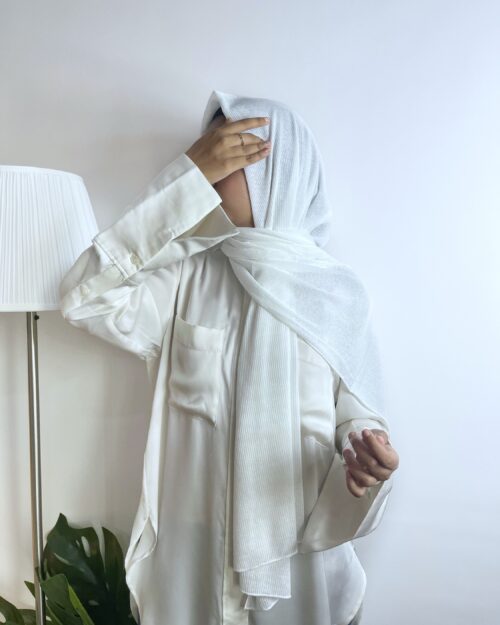 White tulip Striped jersey hijab