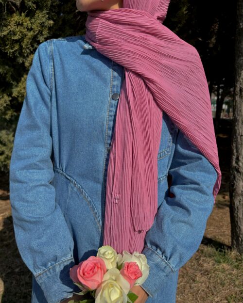 Pink berry Ribbed chiffon hijab