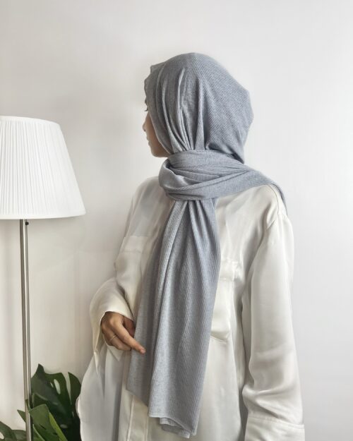Fog grey Striped jersey hijab