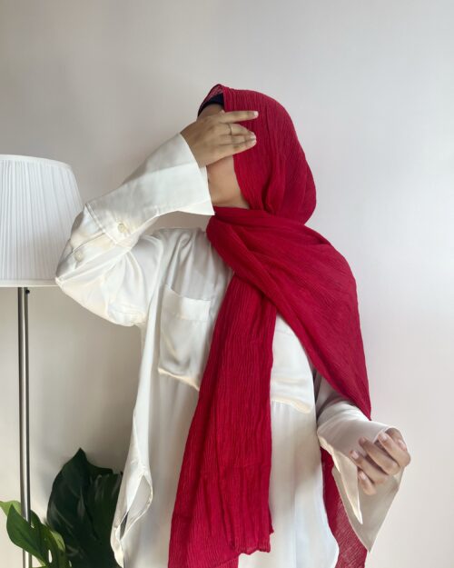 Furious red Cotton pleated hijab