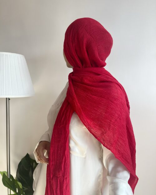 Furious red Cotton pleated hijab