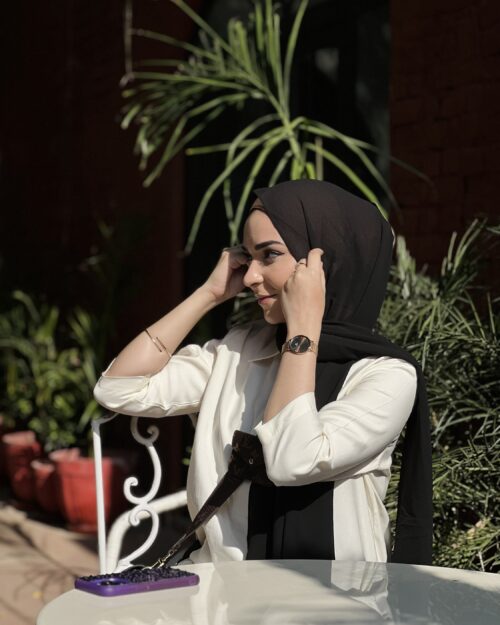 Ink black mini georgette hijab