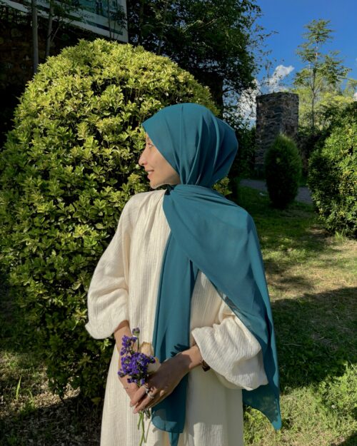 Victorian teal mini georgette hijab