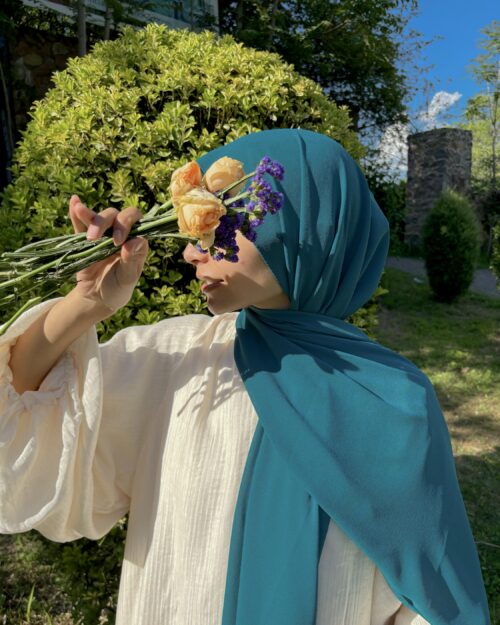 Victorian teal mini georgette hijab