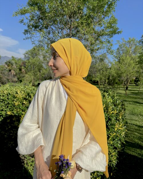 Sunflower yellow mini georgette hijab