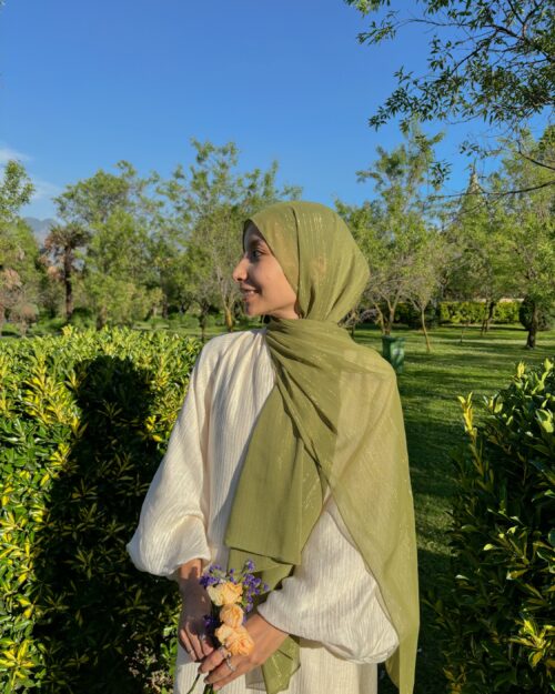 Oregano green metallic chiffon hijab