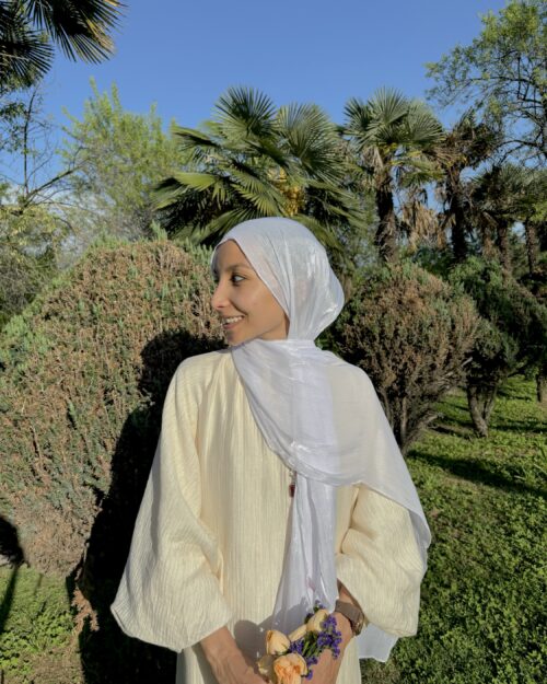 Glacier white shimmer organza hijab