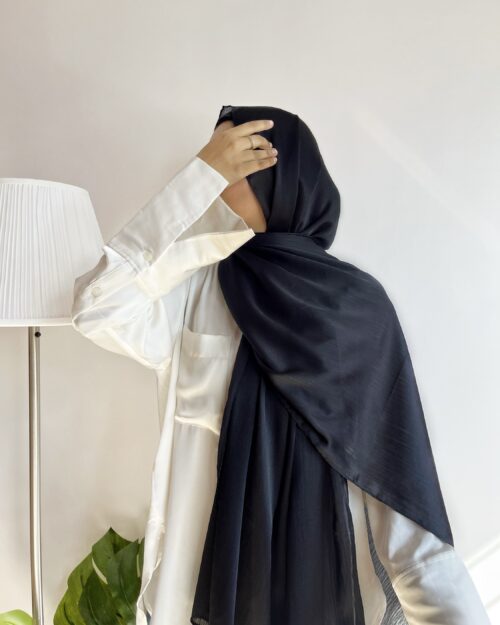 Ebony black premium satin hijab