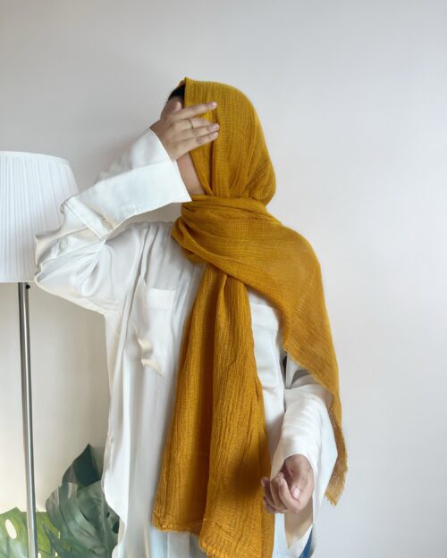 Golden mustard maxi premium cotton hijab