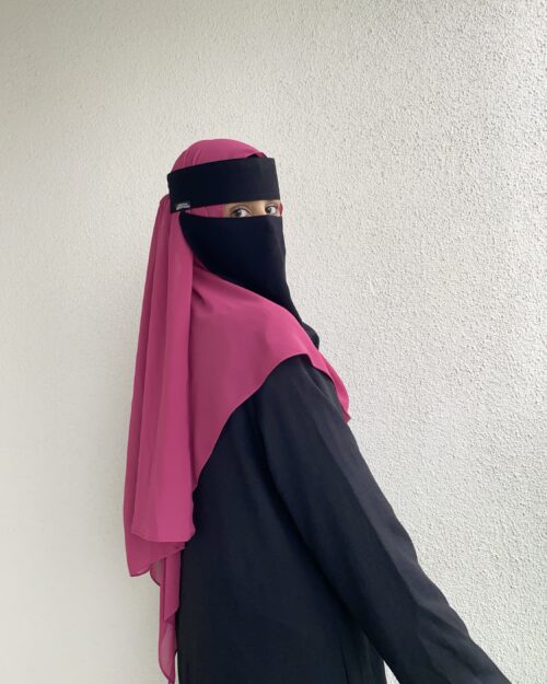 Romantic pink laser georgette hijab