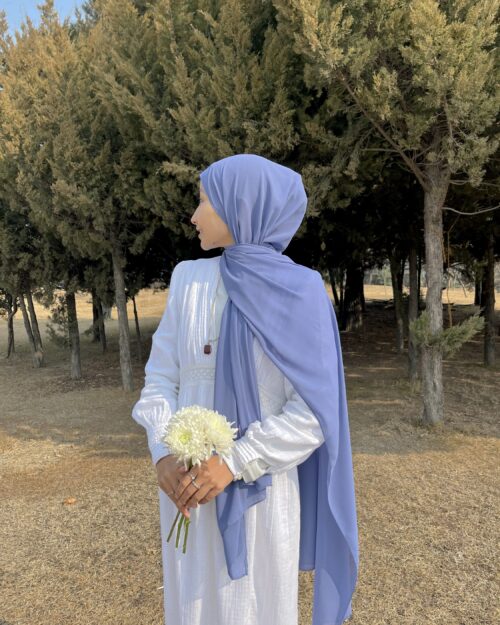 Yale blue laser georgette hijab