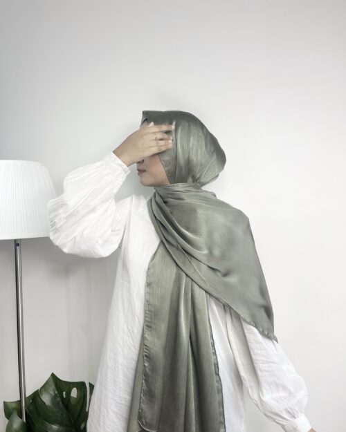 Privilege green premium satin hijab