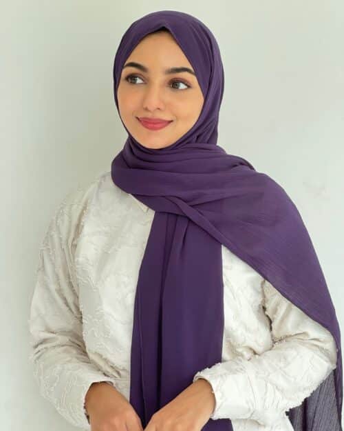 Ultra violet crinkled chiffon hijab