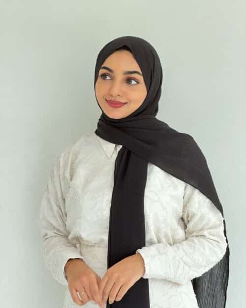 Beacon black crinkled chiffon hijab