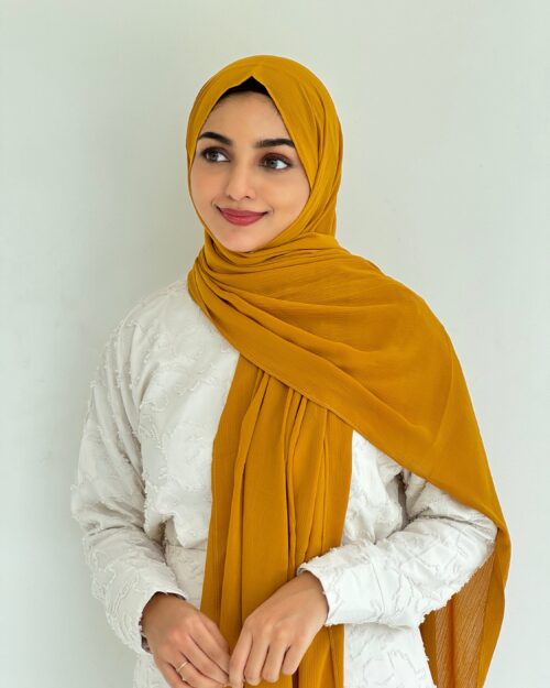 Spicy mustard crinkled chiffon hijab