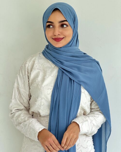 Crayola blue crinkled chiffon hijab