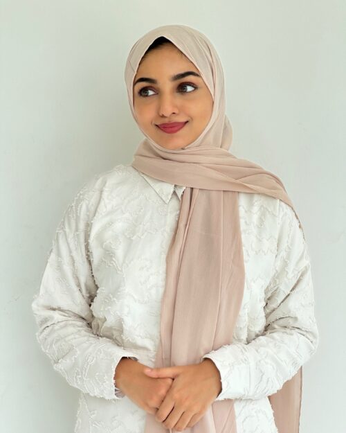 Rosy tint crinkled chiffon hijab