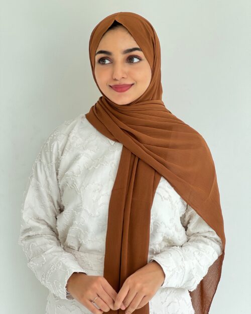 Walnut brown crinkled chiffon hijab