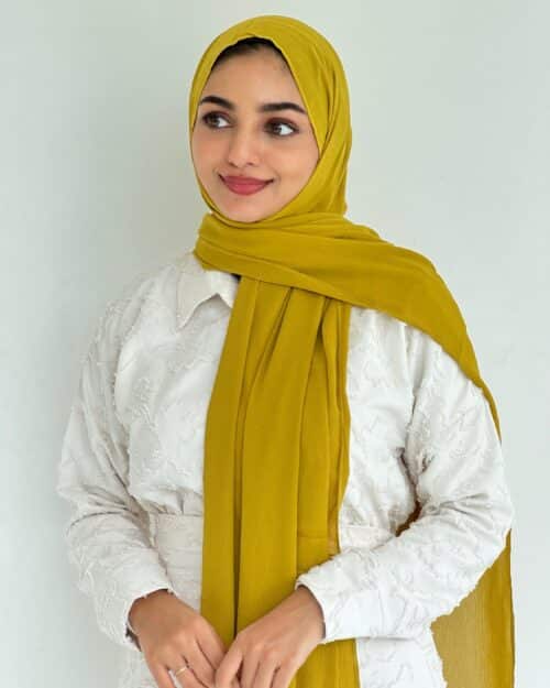 Corn yellow  crinkled chiffon hijab