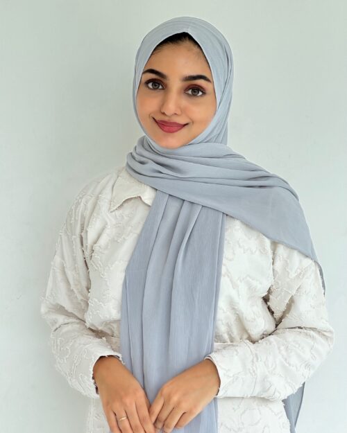 Silver grey  crinkled chiffon hijab