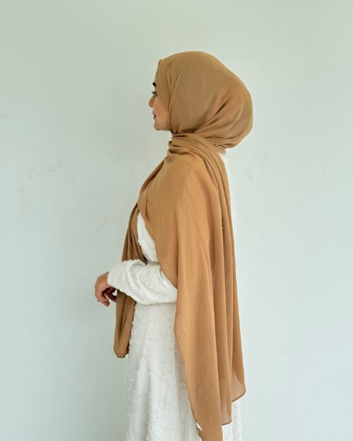 Oak brown crinkled chiffon hijab