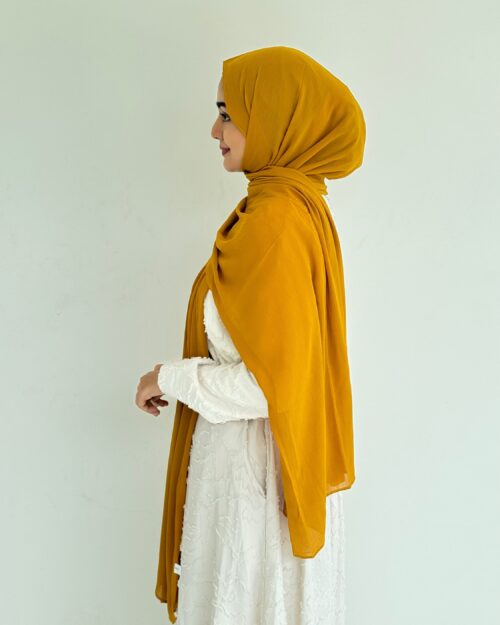 Spicy mustard crinkled chiffon hijab