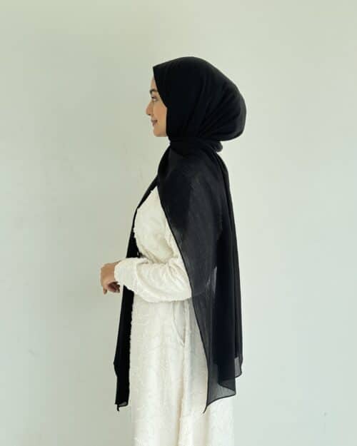 Beacon black crinkled chiffon hijab