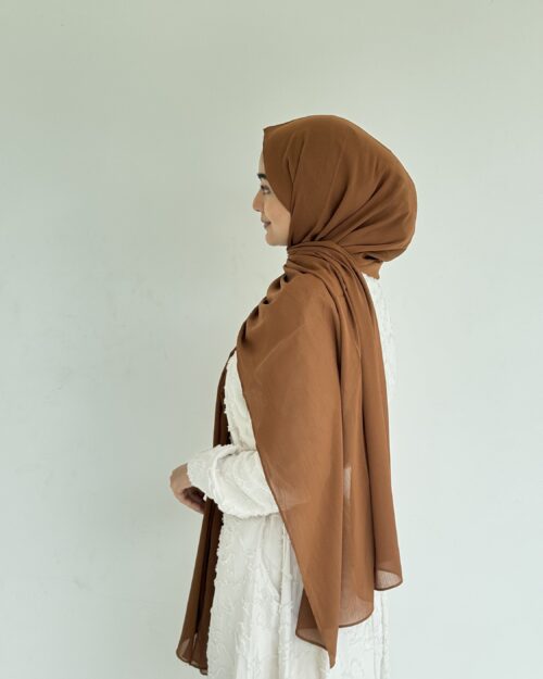 Walnut brown crinkled chiffon hijab