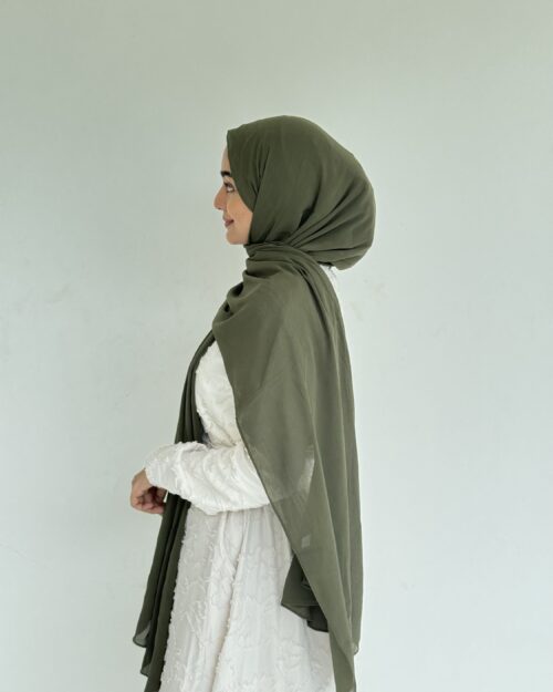 Twilight olive green crinkled chiffon hijab