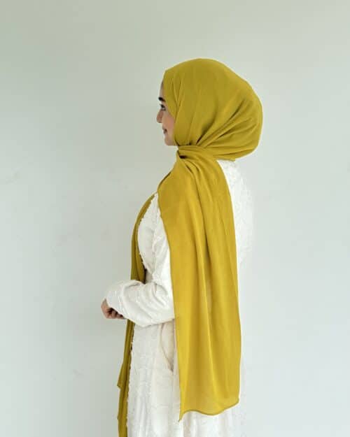 Corn yellow  crinkled chiffon hijab