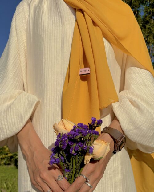 Turmeric yellow mini georgette hijab