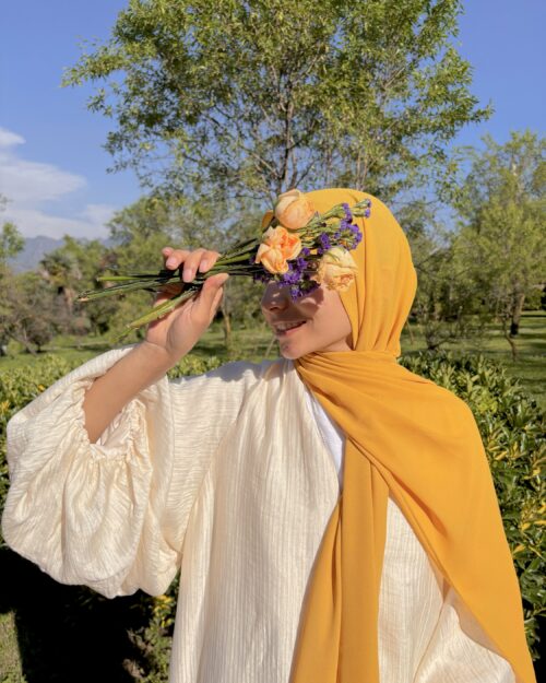 Turmeric yellow mini georgette hijab