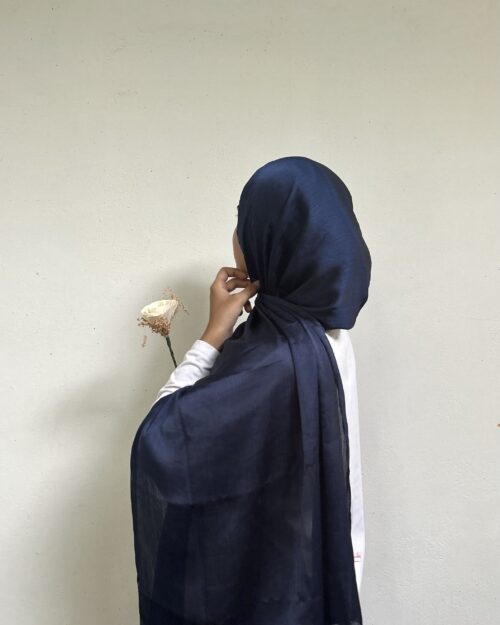 French navy blue premium satin hijab