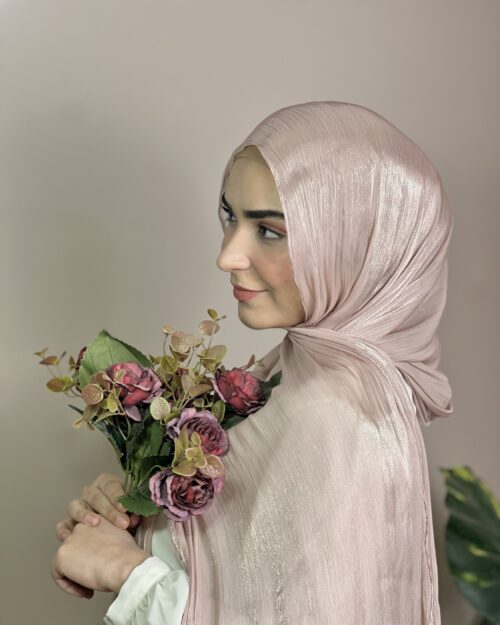 Faded flamingo shimmer organza hijab