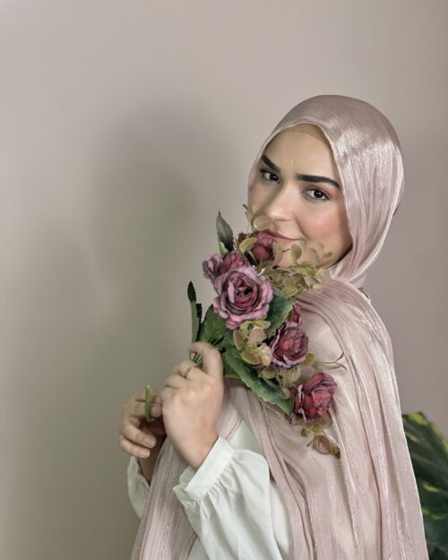 Faded flamingo shimmer organza hijab