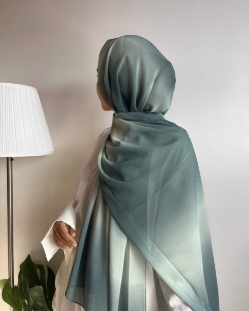 Green crunch ombre chiffon hijab