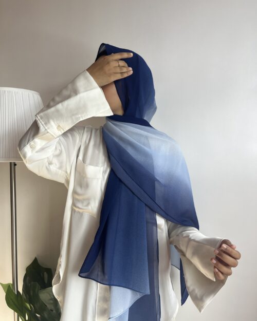 Charming blue Ombre chiffon hijab