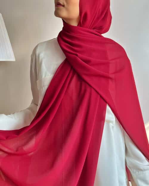 Lipstick red laser georgette hijab