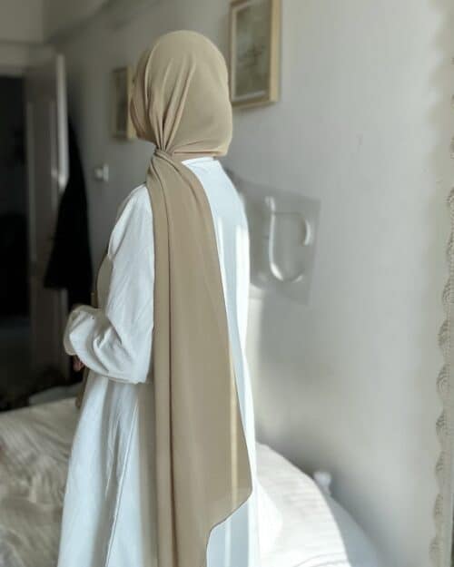 True beige laser georgette hijab